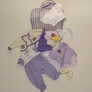 American Girl Itty Bitty Baby diaper bag and changing pad with AG clothing